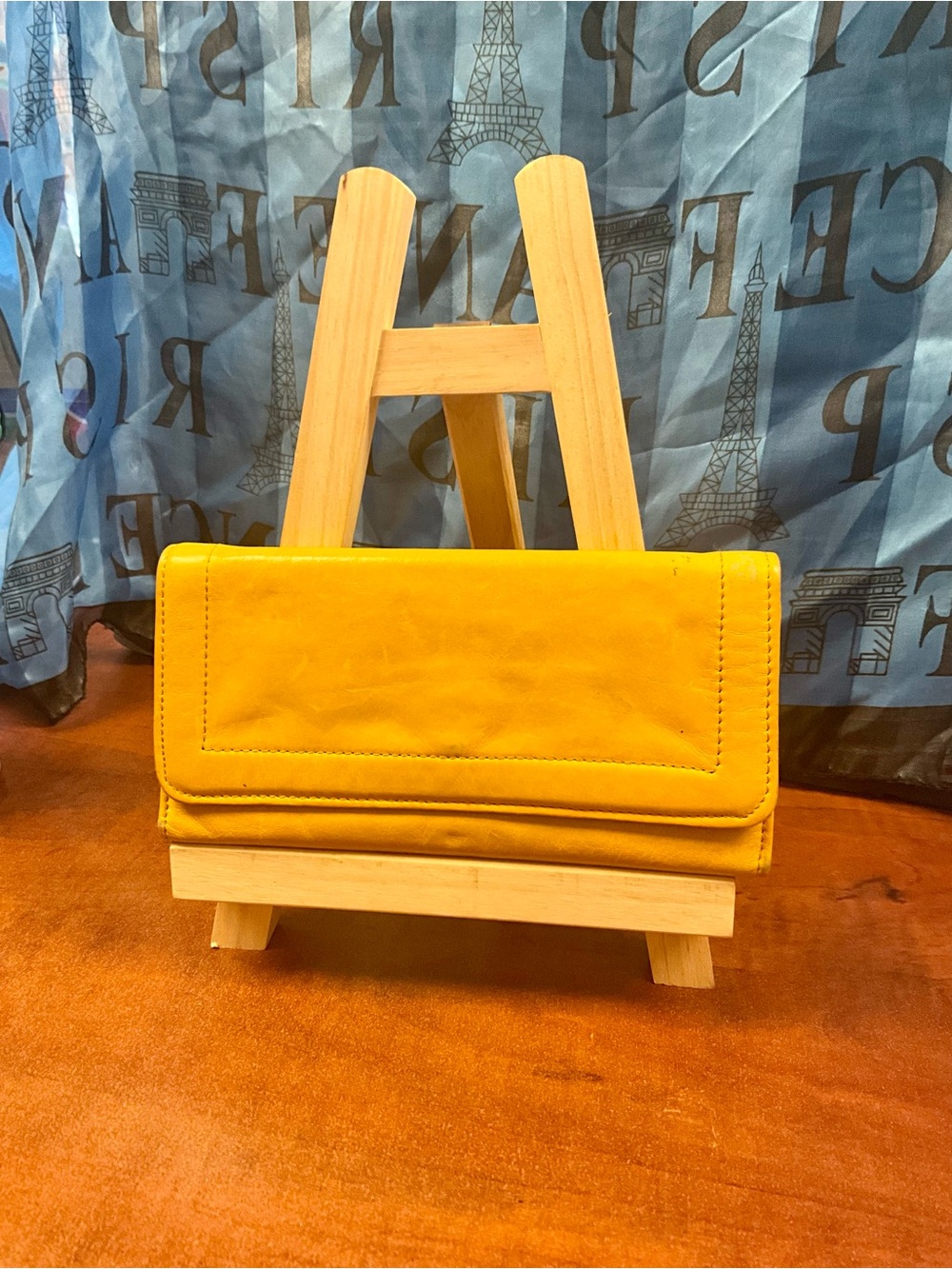 latico Yellow Leather Fold-Over Wallet Clutch